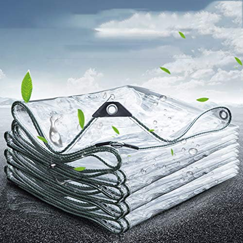 Wasserdicht Transparente Plane,0,35mm Dicke,Stabil Flexibel,Breit für Innen und Außenbereich Meterware,Faltbar PVC-Material Vordächer mit Ösen,Balkon,Vorhang,Sonnenschutz Tarp(2x2.5m/6.6x8.2ft)