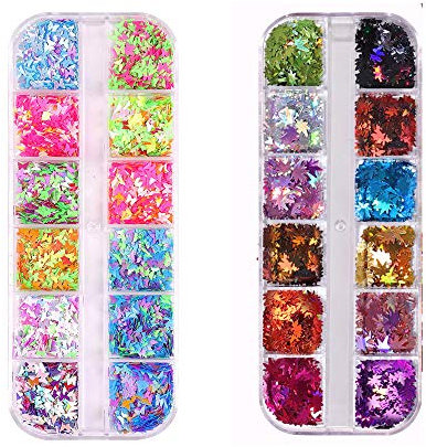 2 Pcs Luminous Butterfly Nail Glitter Sequins Stickers Glow in The Dark Butterfly Nail Glitter Sequins