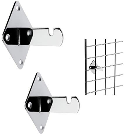 Gridwall Panneau d'affichage mural grillagé chromé Accessoire : support mural (1, 2, 4) (4, support mural)