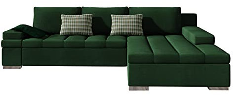 Mirjan24 Ecksofa Bangkok, Eckcouch mit Schlaffunktion und Bettkasten, Ecksofa für Wohnzimmer Gästezimmer Couch L-Form Wohnlandschaft (Manila 35 + Manila 35 + Senegal 823, Ecksofa Rechts)
