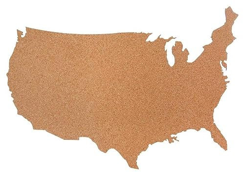 USA als Pinnwand aus Kork XXL ca. 80x50 cm | Umriss USA zum Pinnen und als Wanddeko | Tolle CORKWORLD | Detailgenau & Hochwertig