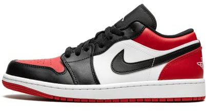 Nike Herren Air Jordan 1 Low Shoes Sneaker, Weiß, Schwarz, Rot, 44.5 EU