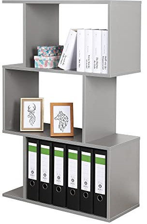 RICOO Standregal 106 x 70 x 30 cm, Grau WM075-PL, Spannplatte aus Holz, Bücherregal, Wandregal Klein, Schmales Regal für Büro