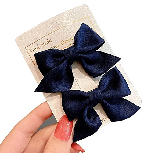 KERTFGOKU 2 Pezzi Mollette a Coccodrillo per Capelli con Fiocco in Gros-grain Accessori per Capelli Moda Ragazze Accessori per Capelli Donne Natale Matrimonio Compleanno (Blu Scuro)