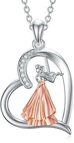 HARMONY BOLA Violinist Necklace Sterling Silver Violin Necklace Music Gifts for Women Girl Daughter