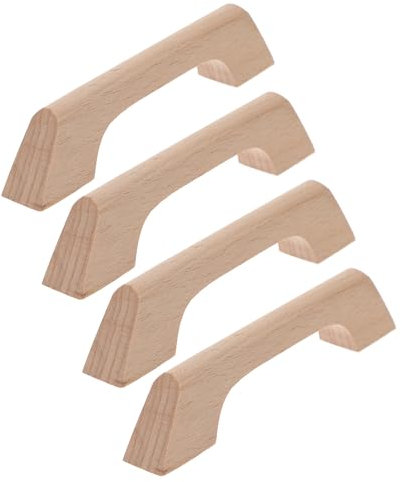 VILLCASE 4PCS Wood Cabinet Handles, Unfinished Wood Drawer Pulls Handles Kitchen Cabinets Furniture Dresser Wardrobe Cupboard Drawer Knobs Pulls Handles
