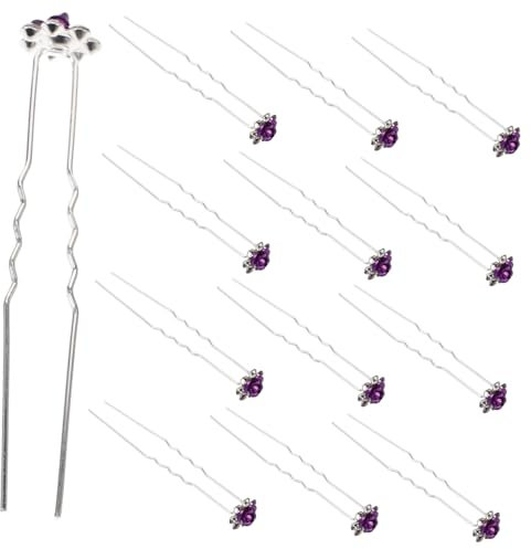 Kurze Haarnadeln Haarblumen Strass Haarschmuck Steinchen 20Pcs Haarstifte Rose U- Form Clips Strassbraut Bobby Haarschmuckzubeh?r Lila Lila Haarspiralen Schwarz Haarnadeln Farbig