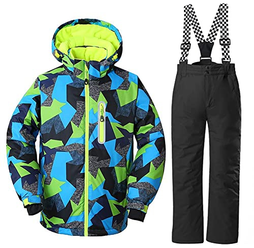Kinder Skianzug, Jungen Kinder Schneeanzug,Kinder Winteroverall Wasserdichter Skianzug Jungen,Outdoor Warm Skifahren Bekleidung Skijacke and Skihose