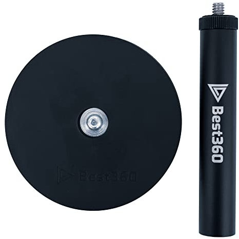Best360 Gummibeschichtete 88 mm runde magnetische Kamerahalterung und 10 cm Aluminium-Abstandshalter, kompatibel mit Insta360 X5/X4/X3/ONE RS-1 Zoll/GoPro MAX, Hero 13, Car 360 Action Kamerahalterung