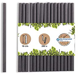 GREENBOX Papier Trinkhalme 15 cm Strohhalm 7 mm Ø I Trinkhalm biologisch abbaubar I schwarze Strohhalme I Party Trinkhalme für Cocktails I Papierstrohhalme 250 Stück, Schwarz