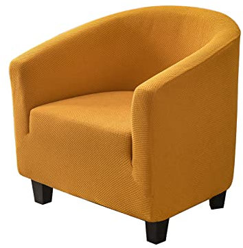 Elastischer Jacquard Tub Stuhlhussen,Club Chair Schonbezug Elastisch Stretch Sofahusse Husse Wanne Stuhlhussen Für Clubsessel Loungesessel Cocktailsessel Schonbezüge (Gelb)