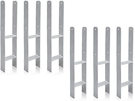 Herrselsam H-Anker Pfostenträger 600mm Länge, Materialstärke 4.7mm für stabile Holzkonstruktionen(6 Stück 101mm)