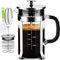 YMMIND French Press Coffee Maker 12oz 304 Stainless Steel Coffee Press,with 4 Filters System, Heat Resistant Thickness Borosilicate French Press Glass, BPA-Free Brewed Tea Pot Coffee Plunger