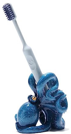Hodao Zahnbürstenhalter für Kinder, Kunstharz-Bleistifthalter, Tier-Kleinkind, Einzelzahnbürstenständer für Schminktisch, Büro, Zahnbürstenhalter und Badezimmerzubehör, Dekor (Blauer Oktopus)