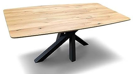designimpex Design Esstisch MNT-1 Eiche Natur lackiert - Schwarz matt Massiv Echtholz Tisch Massivholz Esszimmer, Maße:100x200 cm