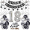 Silber 18. Geburtstag Dekoration Luftballon für Junge und Mädchen - Schwarz Ballon Deko Set mit Tortendeko