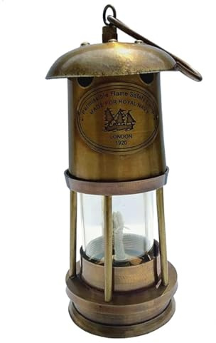 New Antique Vintage Style Brass Nautical Miner Ship Lantern Oil Lamp Maritime, (Transparent)