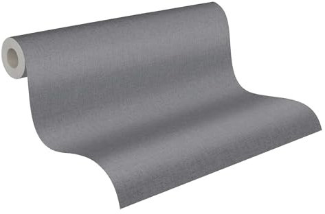 Livingwalls Tapete 396552 - Uni Tapete in Anthrazit - einfarbige hochwertige Wandtapete mit feiner Struktur für verschiedene Räume - 10,05m x 0,53m - Made in Germany