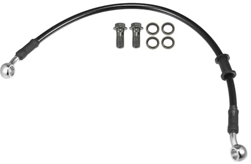 Motoforti Manguera De Freno Universal Para Motocicleta, Atv, Motocross, Línea De Freno Hidráulico Trenzada, 40 Cm, Duradera, Metal, Tono Negro Plateado