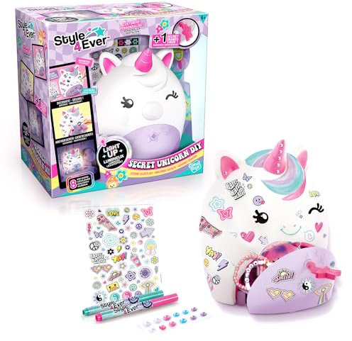 Canal Toys Style for Ever-Lampe Einhorn Figur zum Dekorieren und Schublade Secret-OFG 301, weiß