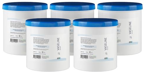 Medicalcorner24 Medizinische Vaselin für Tattoo- u. Piercingbereich, Hautpflege, rein, weiß, 5 x 1 kg, Made in Germany, Zusammensetzung: Vaseline