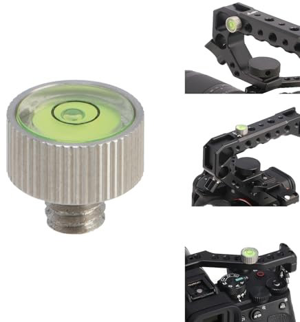 FOTGA Mini livella a bolla in acciaio inox con vite 1/4-20 universale per fotocamera DSLR, gabbia per fotocamera, maniglia superiore, piastre, treppiede, fotografia video Rig