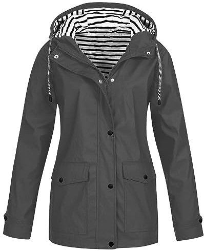 Vestes Parka Femme Veste Longue Pluie A Capuche Femme Veste Femme Hiver Parka Manteau Kaki Femme Veste L'Automne Femme Impermeable Impermeable+Femme Parka Femme avec Capuche
