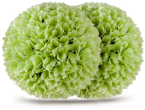 TANGZON Artificial Topiary Balls Set of 2, 28CM Round Fake Boxwood Topiary Plants, Indoor Outdoor Hanging Decorative Faux Buxus Grass Balls for Home Office Garden Décor (Green)