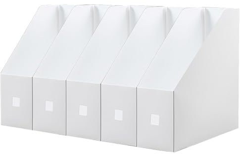 Fayemint 5 Piezas Titular de Archivos de Revistas, Revistero Archivadores de Plástico, Archivador de Plástico Blanco, para Escritorio, Archivo y Almacenamiento (Blanco)