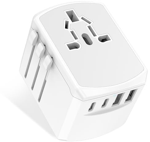 Adaptateur Prise Universelle Voyage International - 5 in1 Travel Adapter Internationale avec 2 USB 2 Type C et 1 AC Universel France vers UK USA Australie Thailande Japon Yioihnm