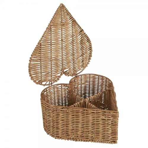 IB Laursen Adventschachtel Herz m/4 Fächern Cane B: 25 H: 12 L: 25