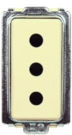 Modulo presa 10A 2P+T, serie Tondo', bianco, compatibile con BTicino Magic - Elettrocanali ECL2539