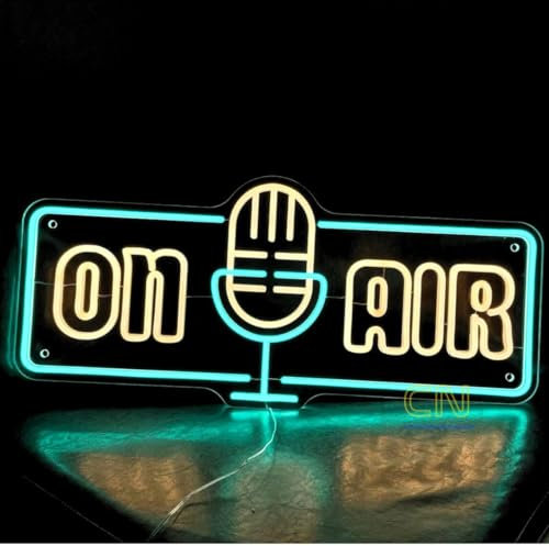 On Air LED Neon Cartel Podcast Studio Streaming Cool LED Cartel Sala de Juegos Arte de Pared Decoración Escenas Decoración Acústica Música Club Estudio