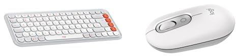 Logitech POP ICON KEYS Wireless Bluetooth Keyboard, Comfortable Typing, POP Mouse, Compact and Portable Wireless Bluetooth Mouse With Programmable Buttons - QWERTY UK – White