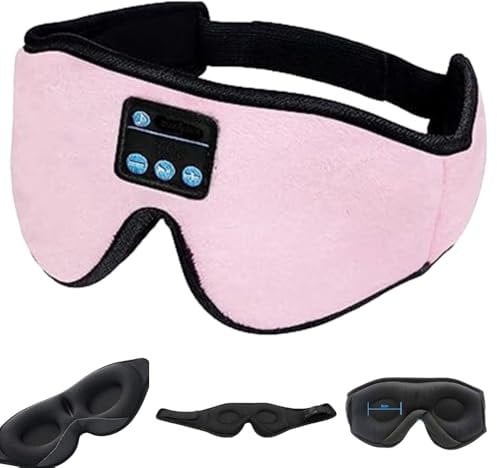 ePalZoneXP Wireless Bluetooth 5.2 Sleep Mask Sleep Headphones Eye Mask Bluetooth Headphone, 3D Eye Mask for Sleeping Music Sleeping Headphones for Men/Women Music Earphones UK (Pink)