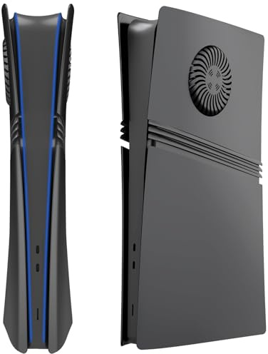 Hzxkqmil Piastre di Copertura di Ricambio per PS5 Pro Console Digital | Custodia di Ricambio con Prese d'aria Piastre Laterali Personalizzato Guscio Rigide Accessori per PS5 Pro Console,Nero