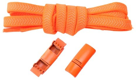Schnüris® Elastische Schnürsenkel ohne Binden I Schnürsenkel mit Schnellverschluss I Magnetische Gummi Schuhbänder I Smartclip Schuhbänder für Kinder & Erwachsene (Orange,breit)