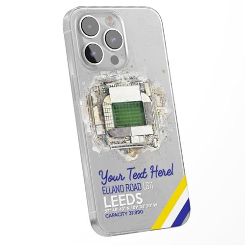 SmartGiftShop Personalised Phone Case Cover Football Team Leeds Stadium Elland Road Customised Water Colour Effect for iPhone 16 15 14 13 12 11 United Range - Any Stadium Any City