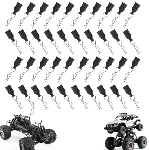 ErShiPing 40 StückRC Karosserie Clips mit Aufreißlaschen, RC Körper Shell PinsRC Karosserieklammern RC Car Clips für Deerc Ersatzteile 1/10 1/12 1/16 1/18 Fernbedienung R Pins Ersatzteile(Schwarz)