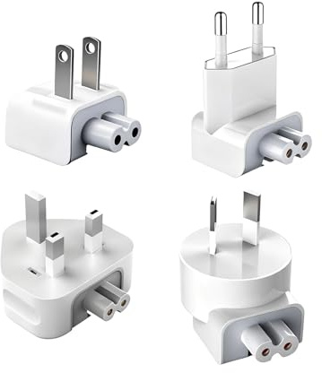 Universal Adapter Set für Apple Power Adapter – 4-in-1 EU/US/UK/AU Stecker-Kit, Kompatibel mit Apple MacBook Ladegerät & iPad Netzteil, Ersatz AC Universal,Reiseadapter weltweit