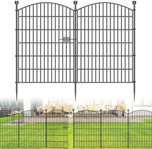 10 Panel No Dig Decorative Garden Fence with Gate 102cm H x 7.2m L Dog Barrier
