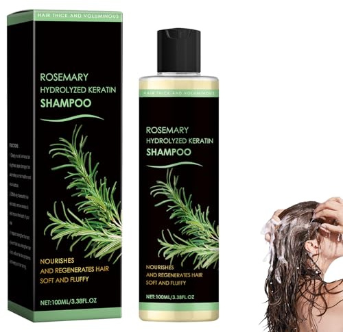 Rosmarin Shampoo für Haarwachstum, Organic Rosemary Hair Growth Shampoo, Natürliches Rosmarin Hydrolysiertes Keratin Shampoos Damen zur Stärkung von feinem Haar und bei Haarausfall (1 Stück)