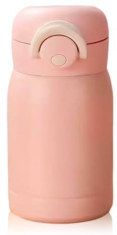 Eastrise Small Water Bottle, 220ml Stainless Steel Insulated Flask, Mini, Lightweight & Leak-Proof with One-Hand Open Lid for Coffee, Milk, Juice, Hot and Cold Drinks (Pink)