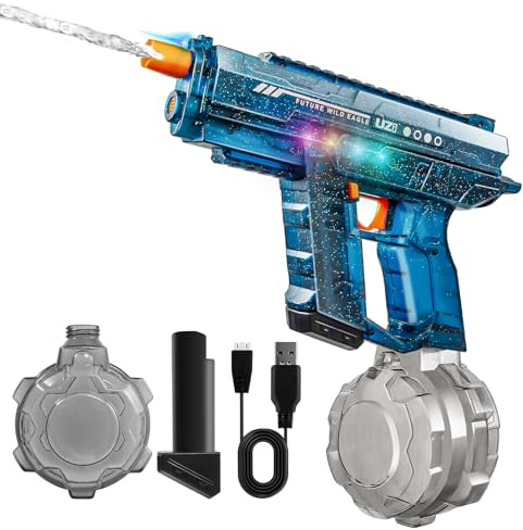 Wasserpistole Elektrisch für Kinder Erwachsene - 800ml Water Gun Wasserpistole mit hoher Kapazität und kraftvollem Schuss, Cooles LED-Licht, automatische und manuelle Modi, Sommerspaß im Freien