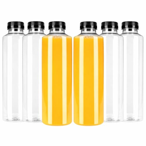 TEC Juice Bottles with Lids 1 Litre UK Made 30% Recycled PET Plastic Empty Clear Round Drink Reusable Tubes for Fridge Kids Adults Water Milk Juicing Pack Multipack in Bulk (9)