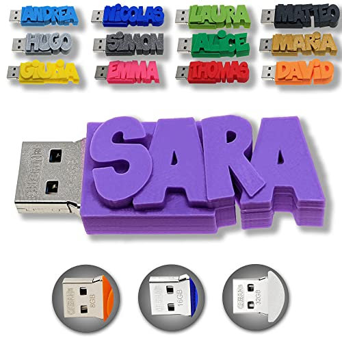 Chiavetta USB personalizzata con il tuo testo – il colore di tua scelta – USB 3.0 – 8 Go, 16 Go o 32 Go – un regalo originale e unico (8 GB, Porpora)