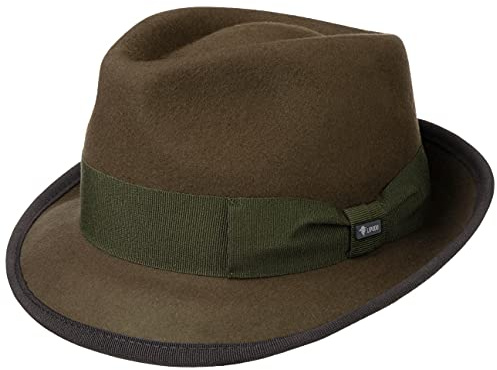 Lipodo Classic Wool Trilby Hat Fedora Made in Italy Unisex Summer Winter Olive S (54-55 cm)