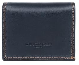 Lancaster | Soft Vintage Homme - Porte-Monnaie Cuir de Vachette Pleine Fleur Bleu - Fonce - Camel