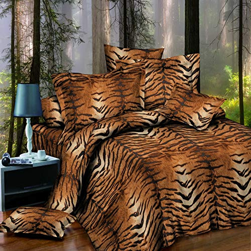 3D Tiger Skin Pattern Printed Effect 4 Pieces Complete Duvet Quilt Cover Bedding Set (3D / Tiger Skin Pattern /270, King)