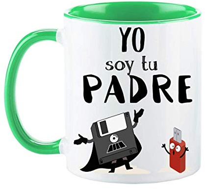 FUNNY CUP Taza Dia del Padre. Yo Soy tu Padre. Regalo Divertido de Star Wars. Frikis papás. (Verde)